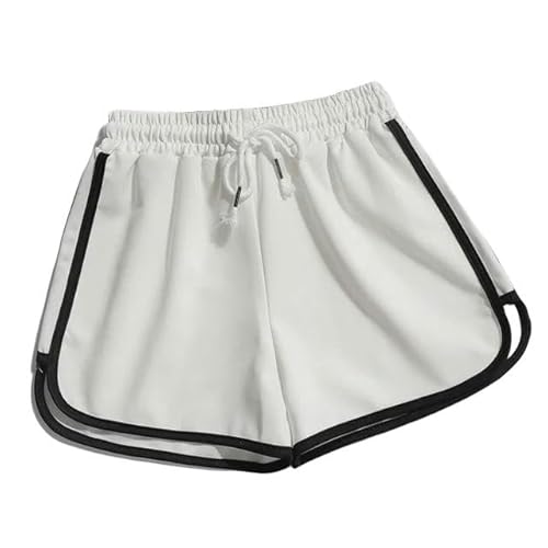 JINGBDO Shorts Für Frauensommer Fashion Casual Shorts Süßigkeiten Farbe Atmungsaktive Große Shorts Ladies Elastic Taille Sportshorts-Weiß-XL von JINGBDO