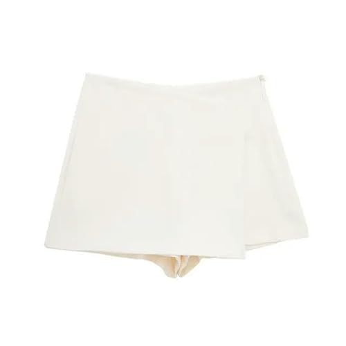 JINGBDO Yoga-Shorts Für Frauen Frauen Solid Side Zipper Röcke Shorts Vintage Hohe Taille Weibliche Lady Shorts-Weiß-S von JINGBDO