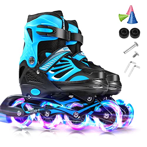 JINGFENG Einstellbare beleuchtende Inline-Skates mit leuchtenden Rädern für Kinder und Jugendliche Mädchen Jungen Inline-Skates von JINGFENG