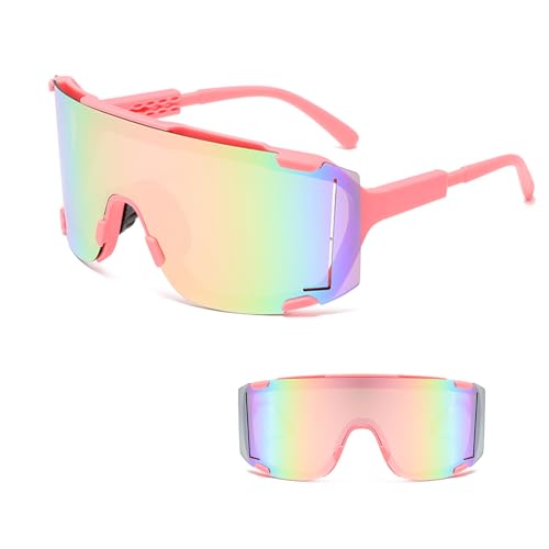 JINGTOPS Fahrradbrille Herren Damen Sport Sonnenbrille Schnelle Brille Rave für Outdoorsport Wandern Radfahren Fahren Laufen Angeln (rosa) von JINGTOPS