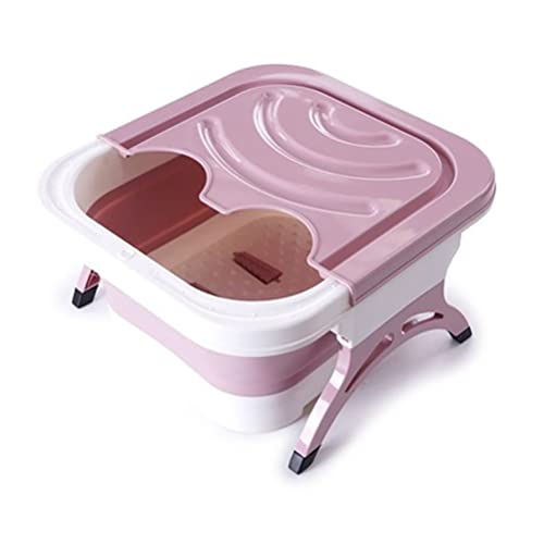 JINMUXUAN Faltbarer Fußbadeimer aus Kunststoff, tragbare Badewannen, Schaummassageeimer, Haushaltssaunabadewanne, Pedikürebad (Pink Style1) Beauty Comes von JINMUXUAN