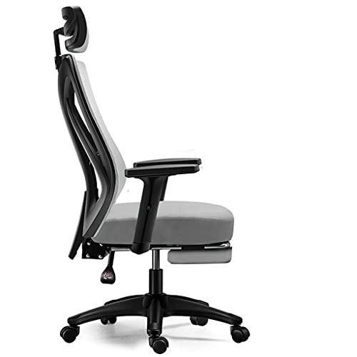 Verstellbarer Bürostuhl mit Riemenscheibenhalterung, ergonomischer Netz-Schreibtischstuhl mit hoher Rückenlehne und Armlehnen, für Büro, Schlafsaal, Heimgeschenk (Farbe: Typ A Weiß + Grau) (Typ B von JINMUXUAN