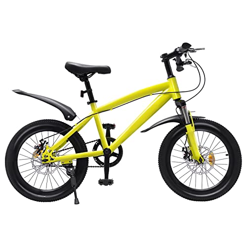 JINPRDAMZ Kinder Fahrräder 18 Zoll, Gelbes Mountainbike Fahrrad für Jungen und Mädchen Geeignet für Körpergröße 125-140CM Kinderfahrrad Mountainbike von JINPRDAMZ