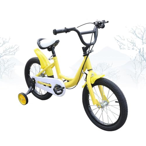 JINPRDAMZ Kinderfahrräder (Fahrräder für 4-8 Jahre), Kinderfahrräder für Jungen und Mädchen 16 Zoll (Gelb) mit Zusatzrädern von JINPRDAMZ