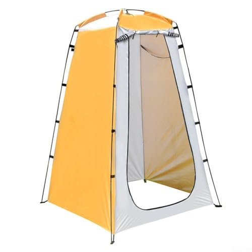 Camping Duschzelt mit Sonnenschutz, kompaktes und leichtes Design, silberbeschichtetes Polyestergewebe (gelb) von JINSBON