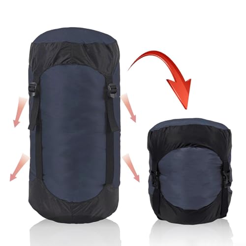 Kompressions-Aufbewahrungstasche für Camping-Schlafsack, 4 verstellbare Riemen, kompakt und (L) von JINSBON