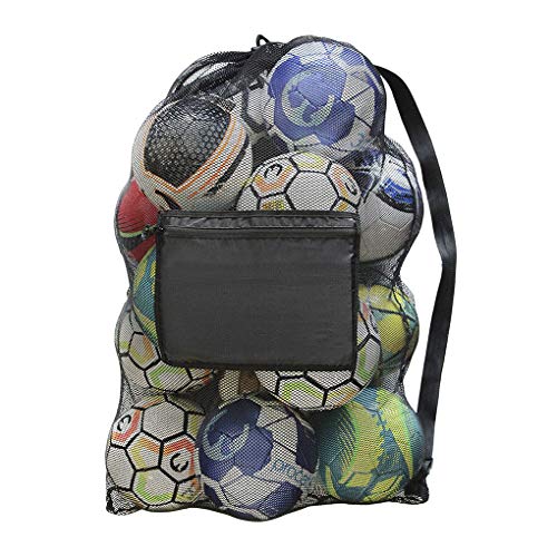 JINTN Balltasche Ballnetz Extra Groß Balltragenetz Ballsack Netzbeutel Fußball Meshbag wasserdichte Oxford Gewebe Sporttasche für 10-15 Bälle Aufbewahrungstasche mit Kordelzug und Schultergurt von JINTN