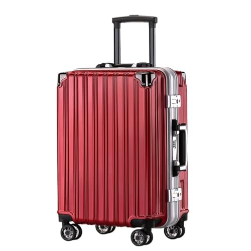 JIPEIXUANGR Koffer Herren- Und Damenkoffer Mit Aluminiumrahmen, Verschleißfeste Einfarbige Koffer, Einfache Reisetaschen Suitcase (Color : Red, Size : A) von JIPEIXUANGR