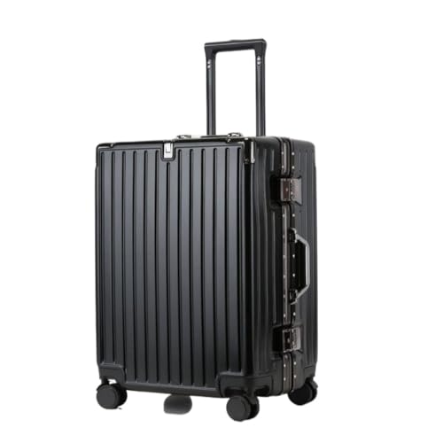 JIPEIXUANGR Koffer Herren- und Damen-Aluminiumrahmen-Koffer, Trolley-Koffer, Boarding-Koffer, geräuschlos, Universal-Rad, Passwort-Box Suitcase (Color : Black, Size : 22) von JIPEIXUANGR