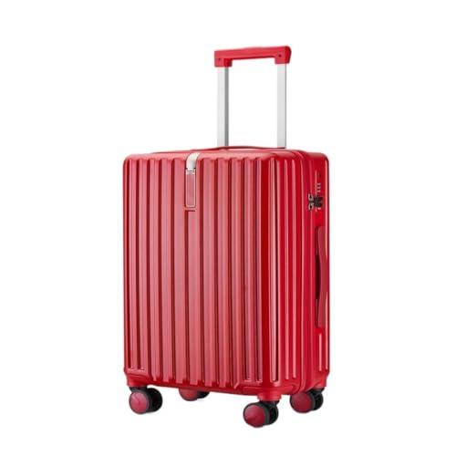 JIPEIXUANGR Koffer Herren- und Damen-Aluminiumrahmen-Koffer, Trolley-Koffer, Boarding-Koffer, geräuschlos, Universal-Rad, Passwort-Box Suitcase (Color : Red, Size : 24) von JIPEIXUANGR