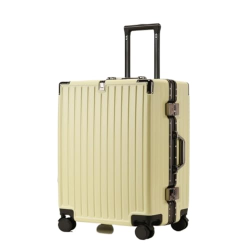 JIPEIXUANGR Koffer Herren- und Damen-Aluminiumrahmen-Koffer, Trolley-Koffer, Boarding-Koffer, geräuschlos, Universal-Rad, Passwort-Box Suitcase (Color : Yellow, Size : 22) von JIPEIXUANGR
