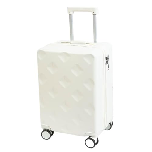 JIPEIXUANGR Koffer Koffer for Männer und Frauen, 20-Zoll-Boarding-Code-Lederbox, multifunktionaler und robuster Koffer Suitcase (Color : White, Size : A) von JIPEIXUANGR