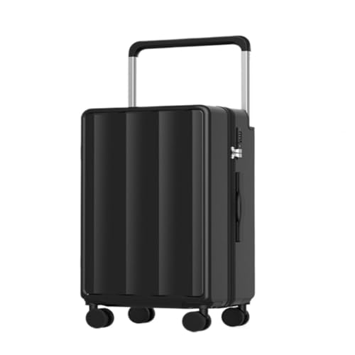 JIPEIXUANGR Koffer Trolley-Koffer Damen 24-Zoll-Universalrad Mehrfarbiger Koffer 20-Zoll-Passwort-Boarding-Koffer Suitcase (Color : Black, Size : A) von JIPEIXUANGR