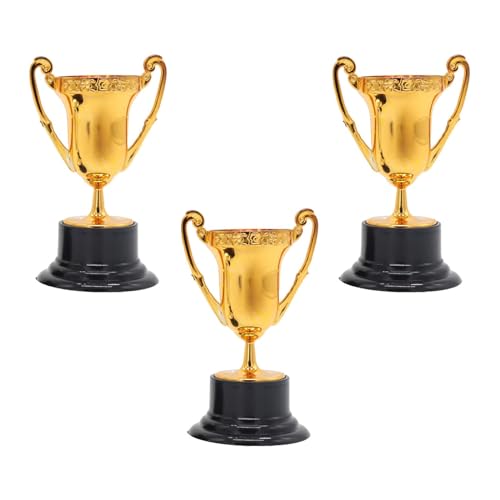 JISADER 3-teilige Mini-Trophäen, Mini-Auszeichnungstrophäenbecher, Schreibtischspielzeug, dekorative Ornamente für Feiern, Belohnungen, Redewettbewerbe, Bronze von JISADER