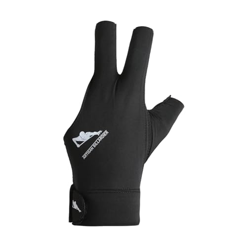 JISADER Billardhandschuh, Queue-Sporthandschuh für Erwachsene, Show-Handschuhe, elastisch mit verstellbarem Handgelenk, professioneller, Schwarz von JISADER