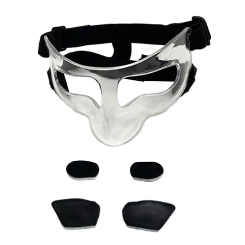 JISADER Klare Basketballmaske, Gesichtsschutz, Nasenschutz, Gesichtsschutzmaske für Erwachsene, 17cmx10cm von JISADER
