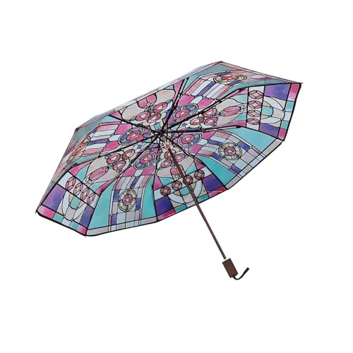 JISADER Mehrfarbiger transparenter Regenschirm mit Dekoration, robuster tragbarer Taschenschirm, Regenbekleidung für den geschäftlichen Alltag und Reisen von JISADER