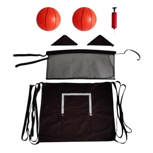 JISADER Mini-Basketballkorb für Trampolin, mit Verbindungsseilen mit kleinem Basketball, Sportspielzeug, Trampolin-Aufsatz, 2 Bälle von JISADER