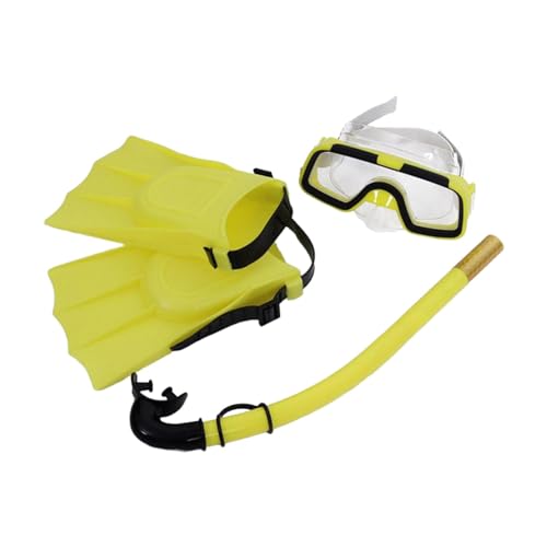 JISADER Schnorchel Set Flossen Schutzbrille Atemrohr Schnorchel für Outdoor Schwimmen Sommer Unterwasser, Gelb EUGröße 25bis30 von JISADER