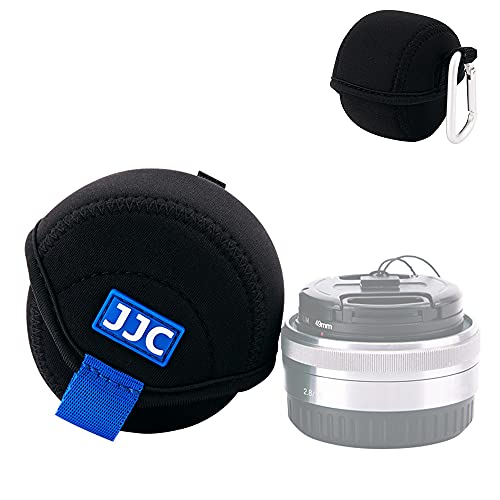 JJC Mirrorless Lens Pouch Tasche Schutzhülle für Canon Fuji Olympus Nikon Objektive, weiches Neopren, wasserabweisend, Reise-Kamera-Objektivhülle mit Karabiner (Innengröße 2,4" x 1,6") von JJC