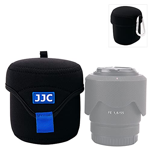 JJC Mirrorless Lens Pouch Tasche Schutzhülle für Canon Fuji Olympus Nikon Sony Objektive, Weiches Neopren, Wasserabweisend, Travel Carry Kamera Objektivhülle mit Karabiner (Innengröße 3,1 x 3,1") von JJC