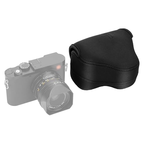 JJC Neopren Kameratasche für Leica Q3, Q2, Q, EOS R7 R10 mit RF-S 18-45mm f/4.5-6.3 is STM oder RF-S 10-18mm F4.5-6.3 is STM Objektiv, Kameras bis 130 x 75 x 100mm (Schwarz) von JJC