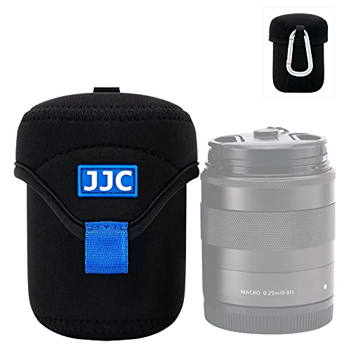 JJC Spiegellose Objektivtasche Schutzhülle für Canon, Fuji, Olympus, Nikon, Sony Objektive, weiches Neopren, wasserabweisend, mit Karabiner (Innengröße 6,6 x 7,9 cm) von JJC