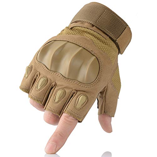 Kletterhandschuhe Touch Screen harter Knöchel-taktische Handschuhe Armee Militär Kampf Airsoft Outdoor-Klettern Schießen Paintball Vollfinger-Handschuh Männer ( Color : Half Finger Brown , Size : M ) von JJKB