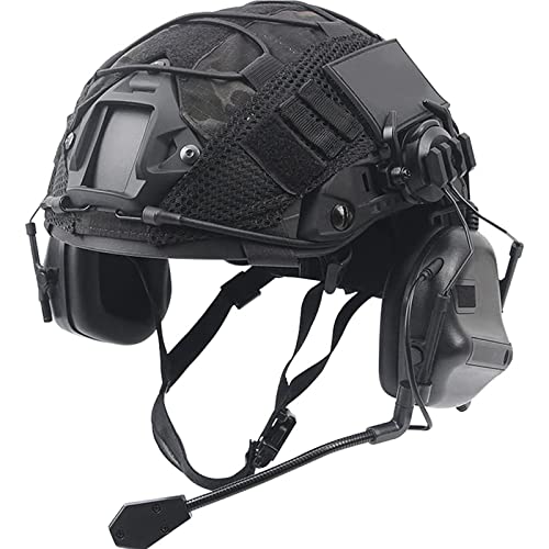 JJZHY Tactical Airsoft Adjustable Fast Protection Helm PJ NVG Halterung für Tactical Airsoft Paintball Multicam, Airsoft Fast Helm Set(Size:Einheitsgröße,Color:Schwarz) von JJZHY
