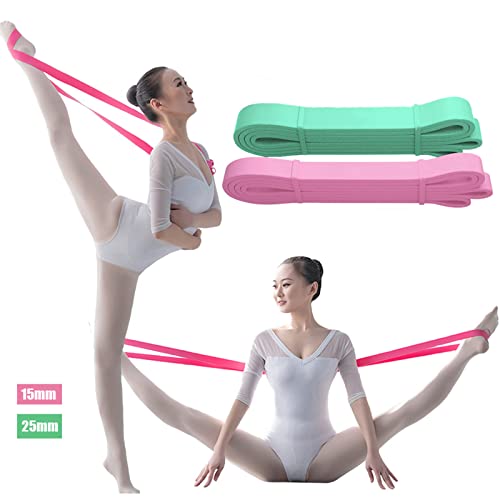 Erweiterungsband for Beinstretcher Ballett weich Gymnastikband, Trainings-Zugband, Yoga-Gurt, zur Verbesserung der Beindehnung und Flexibilit(rosa+grün) von JJunLiM