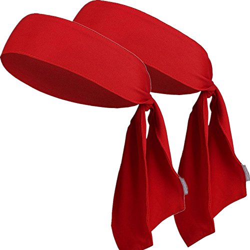Sport-Stirnband für Frauen und Männer - Non-Slip-Stirnband Sweatband Head Krawatten Ideal zum Laufen, Ausarbeiten, Tennis, Karate, Volleyball & Performance Stretch & Moisture Wicking (2pcs Red) von JJunLiM