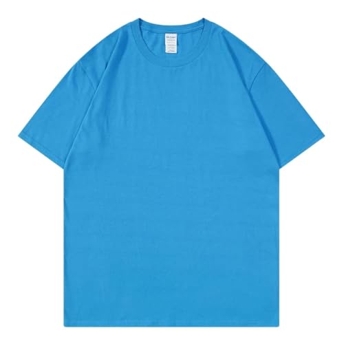 JKJHJF Herren T-Shirt Baumwolle Kurzarm Männer Street T-Shirts Lose Übergroße T-Shirts Atmungsaktiv Weich-blau-XXL von JKJHJF