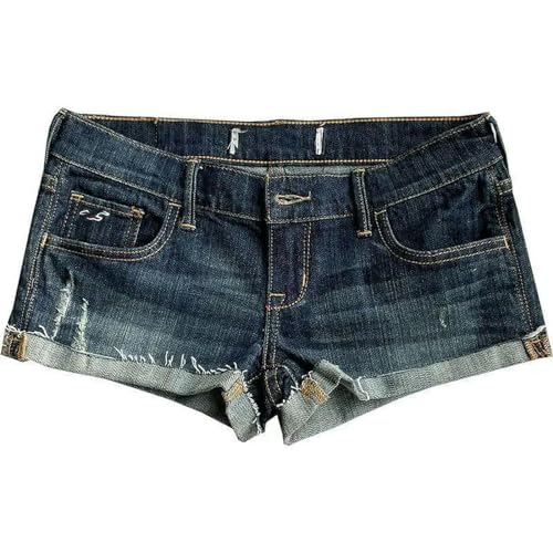 JKJHJF Shorts Damen Frauen Niedrig Eng Zusammengerollte Denim Shorts Summer Girl Street Lässig Hip Wrap Mini Shorts Weiblich-blau-m von JKJHJF