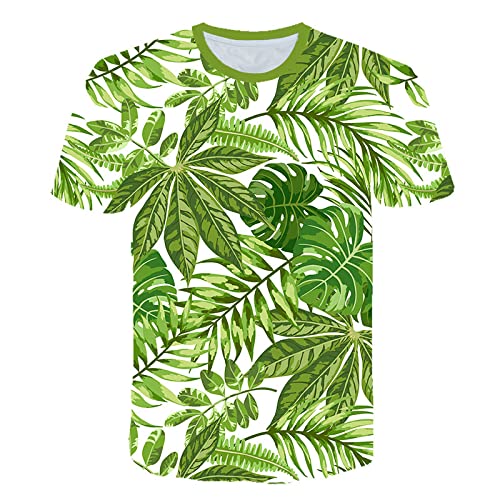 JLDWYKK 3D T-Shirt Green Plant Leaf Rundhals-Sweatshirt Sommer Casual Top Unisex Schnelltrocknend Kurzarm von JLDWYKK