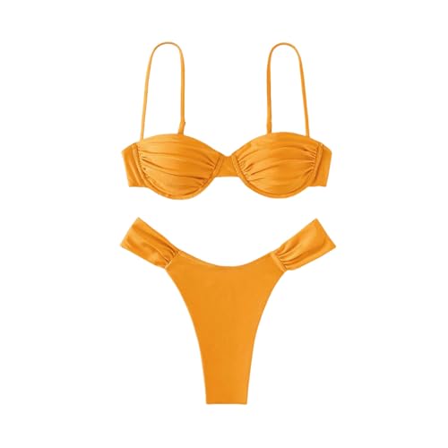 JLGYSX Badeanzug Damen 2-teiliger Bikini Bikini Bikinis Set Schwarze Badebekleidung Frauen Für Biquini Mujer Beachwear Sommer-orange-m von JLGYSX