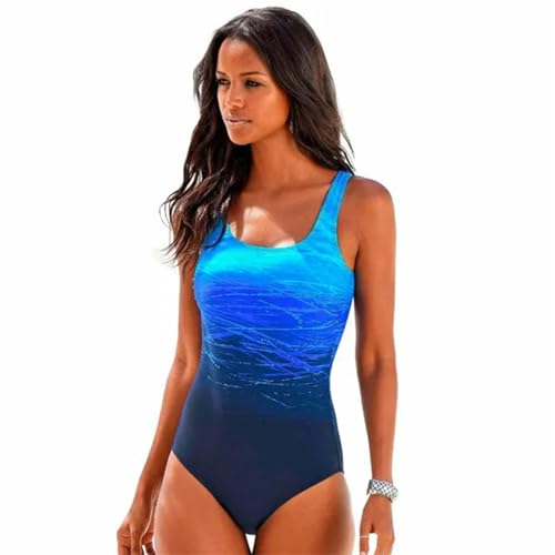 JLGYSX Bikini Damen Push-Up Badebekleidung Criss Cross Rücken Einteiliger Strandanzug Gradientenabdruck One Stück Frauen Badeanzug-Blau-S von JLGYSX