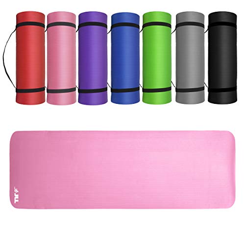 JLL Yogamatte Extra dick 10mm rutschfeste Pilates Trainingsmatte erhältlich in Schwarz/Blau/Lila/Pink/Grün/Rot.Ideal auch als Isomatte.(10mm rosa) von JLL Fitness