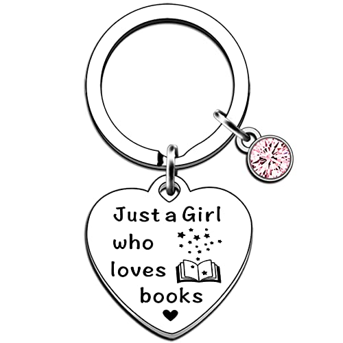 JMIMO Buchliebhaber Geschenke für Mädchen Buch Schlüsselanhänger Geschenke Just A Girl Who Loves Books, silber, Einheitsgröße, Damen von JMIMO