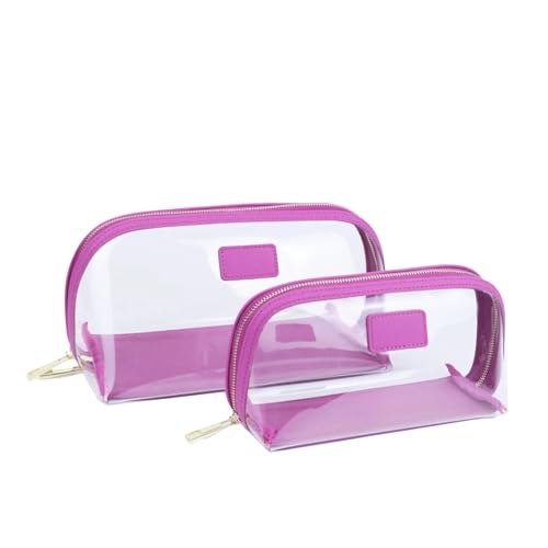 Durchsichtige Tasche Reise-Kosmetiktaschen-Set aus PU-Leder, wasserdichte Make-up-Pinsel-Aufbewahrungstasche, tragbar, transparent, PVC, TPU, Make-up-Taschen(Color:Rose Set) von JMORCO