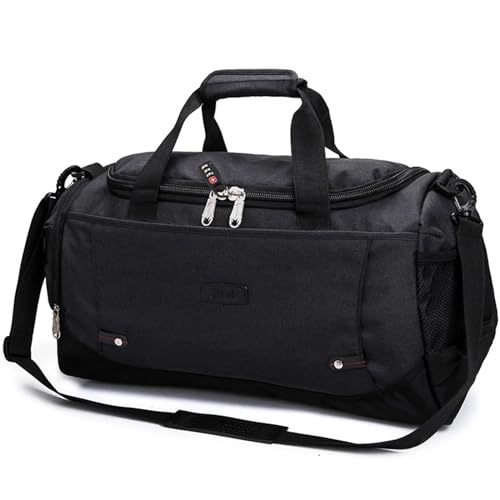 Reisetasche Reisetaschen, große Kapazität, Reisetasche, Handgepäcktasche, wasserdicht, multifunktional Reisetaschen (Color : Black) von JMORCO