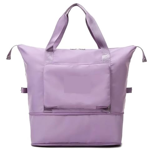 Reisetasche wasserdichte Gepäcktasche mit großer Kapazität, erweiterbar, faltbar, Reisetasche, Trocken- und Nasstrennung, tragbares Paket for Sport und Fitnessstudio (Color : Violet) von JMORCO