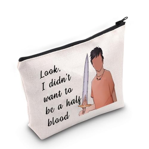 JNIAP Percy Kosmetiktasche PJO Merch Camp Half Blood Geschenk Percy Fans Make-up-Tasche I Didn't Want To Be A Half Blood Reisetasche, Beige, modisch von JNIAP