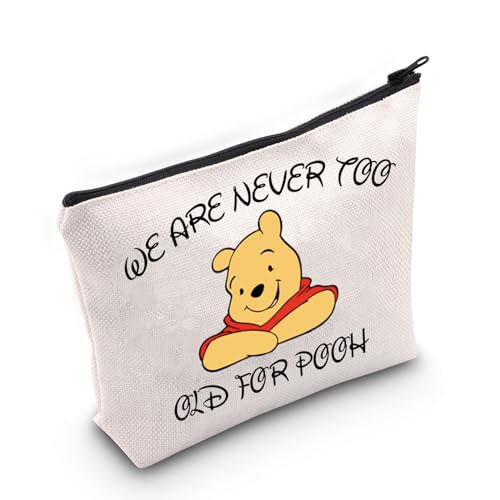 Kosmetiktasche mit Reißverschluss, Motiv: Cartoon-Puuh-Bär-Liebhaber, inspiriert von Merch We are Never Too Old for Pooh, weiß, Kosmetiktasche von JNIAP