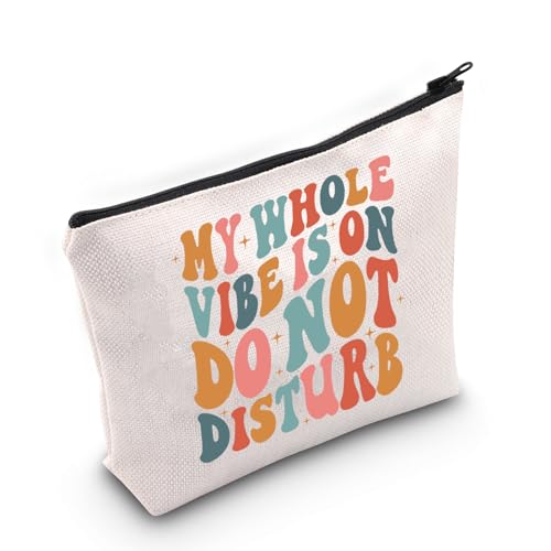 Snarky Kosmetiktasche für Erwachsene, humorvolle Zitate, Aufschrift "My Whole Vibe is On Do Not Disturb", weiß, Kosmetiktasche von JNIAP