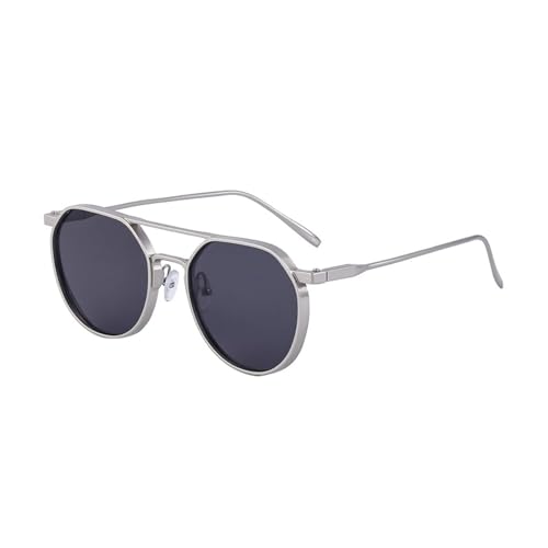 JNWHY Sonnenbrille Herren Retro-Sonnenbrille Mit Ovalem Rahmen Für Herren Metall-Doppelstrahl-Fahrsonnenbrille 6 von JNWHY