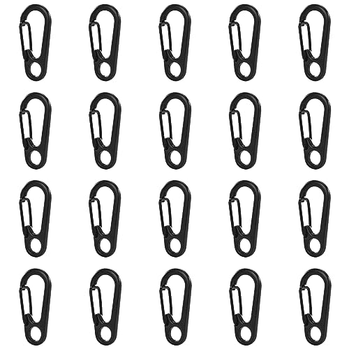 JOCXZI Mini-Karabiner - 20Pcs Schlüsselanhänger, Mini-Karabiner, Karabiner, Karabiner, Schlüsselanhänger, Klettern und kleine Karabiner, Schlüsselanhänger für Camping, Karabinerhaken(Schwarz) von JOCXZI