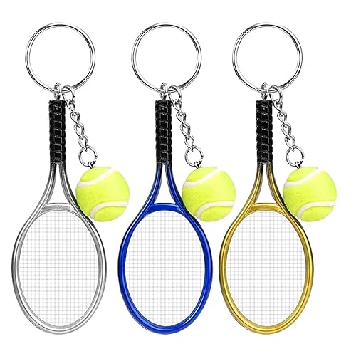 JOCXZI Tennis Chain - 3Pcs Schlüsselanhänger Tennis,Schlüssel Anhänger,Sport Schlüsselanhänge,Keychain Mini Tennisball,für Herren, Damen, Mädchen, Sport-Liebhaber Geschenk, Kreativer Schlüsselanhänger von JOCXZI