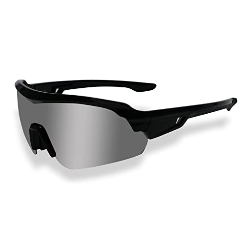 JOGVELO Polarisierte Sonnenbrille, Sportsonnenbrille Radbrille TR90 Anti-Fog mit 5 Wechselobjektiven UV400 Herren Damen wie Radfahren Laufen Klettern Autofahren Angeln Golf,Schwarz von JOGVELO