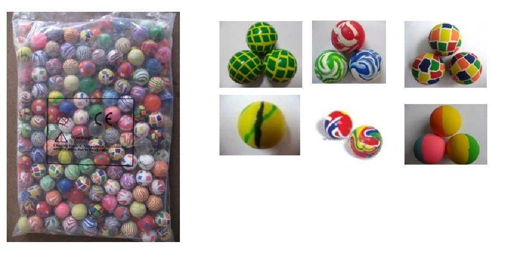 JOKA international Hüpfball Hüpfbälle, Flummis, Springball, Gummiball 100 tilg Mitgebsel gemischte Designs, (100-tlg) von JOKA international