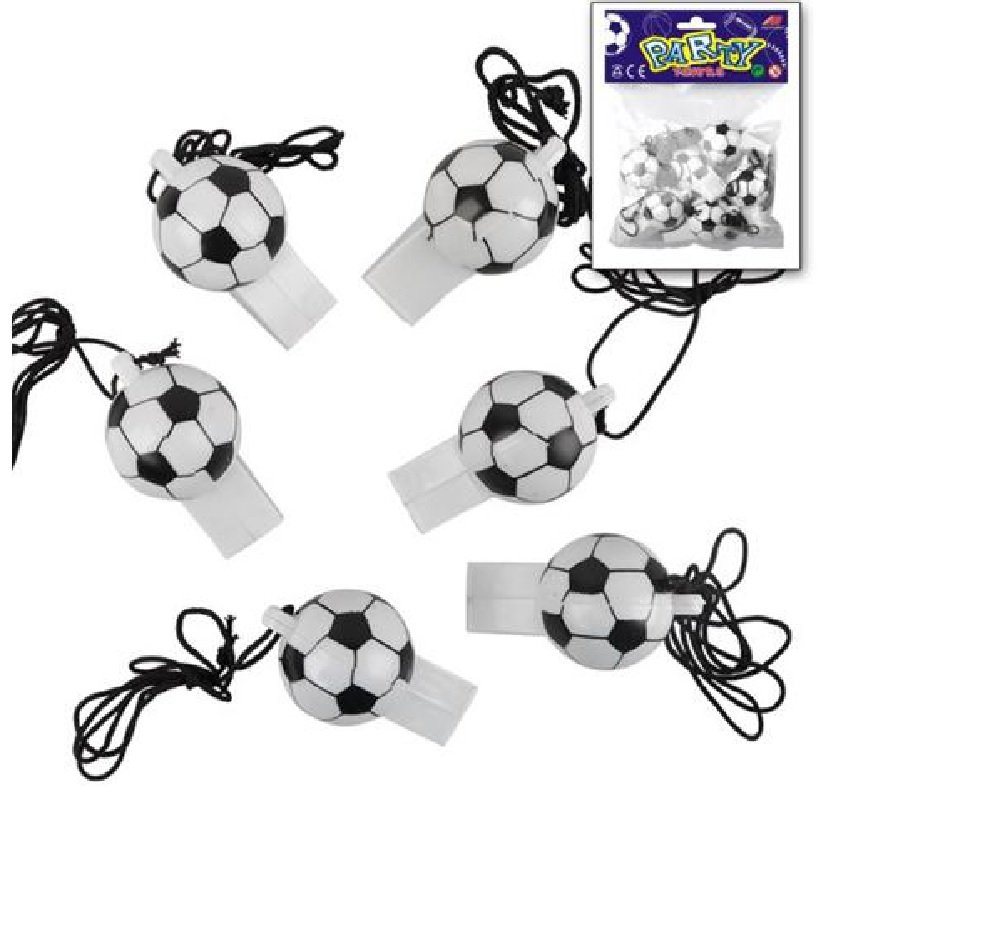 JOKA international Trillerpfeife Trillerpfeife "Fußball" 12er Set inkl. Halsband mit Sicherheitsclip, (12-St), Trillerpfeifen im Fußball-Design von JOKA international